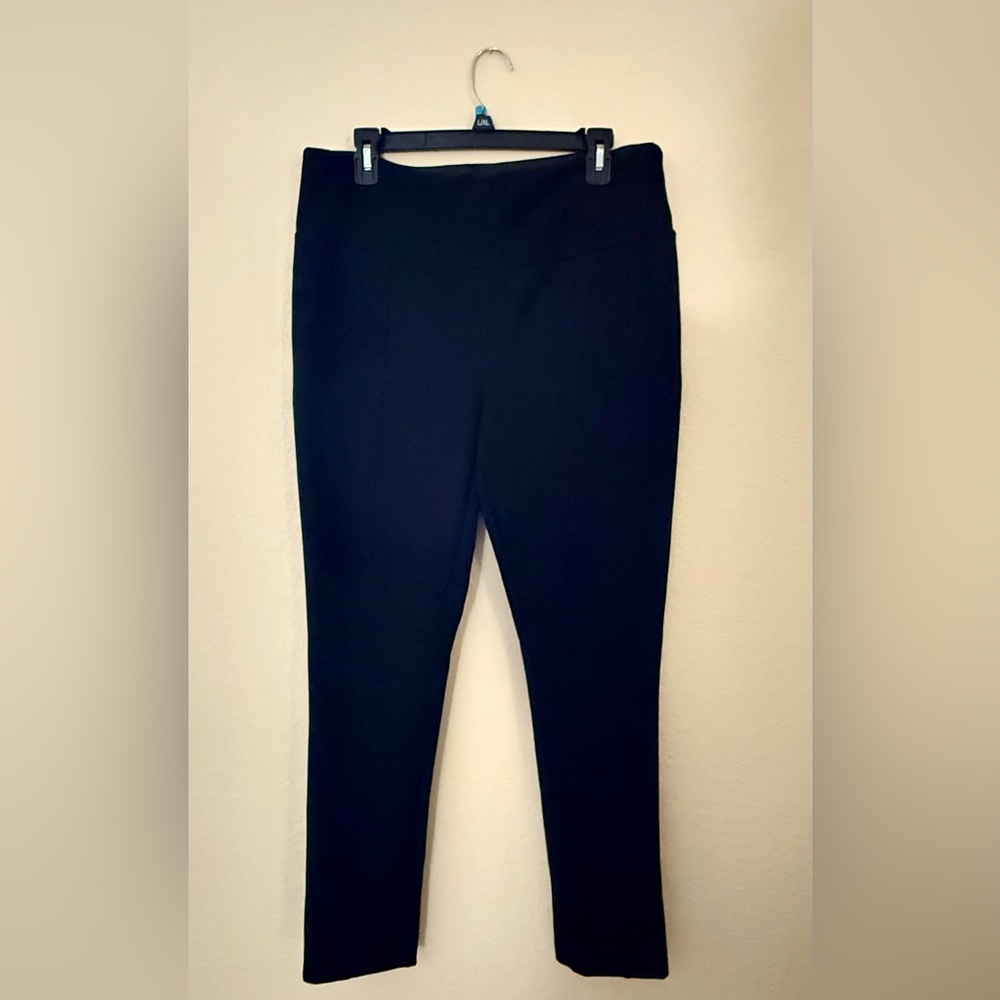 Andrew Marc Black Faux Suede Stretch Ponte Ankle Pants